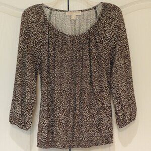 Michael Kors Leopard Print Peasant Top, Size Small